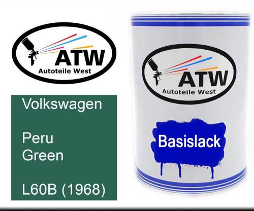 Volkswagen, Peru Green, L60B (1968): 500ml Lackdose, von ATW Autoteile West.